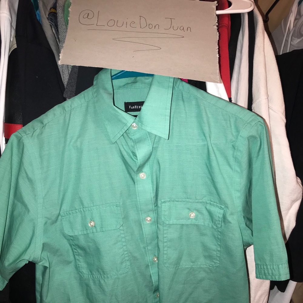Teal Van Heusen short sleeve spring button down
